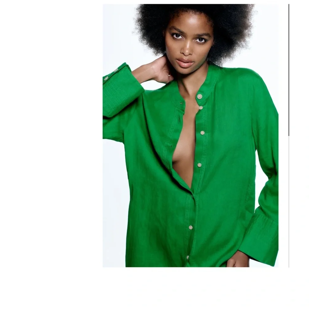 Zara linen tunic dress emerald green XL_5